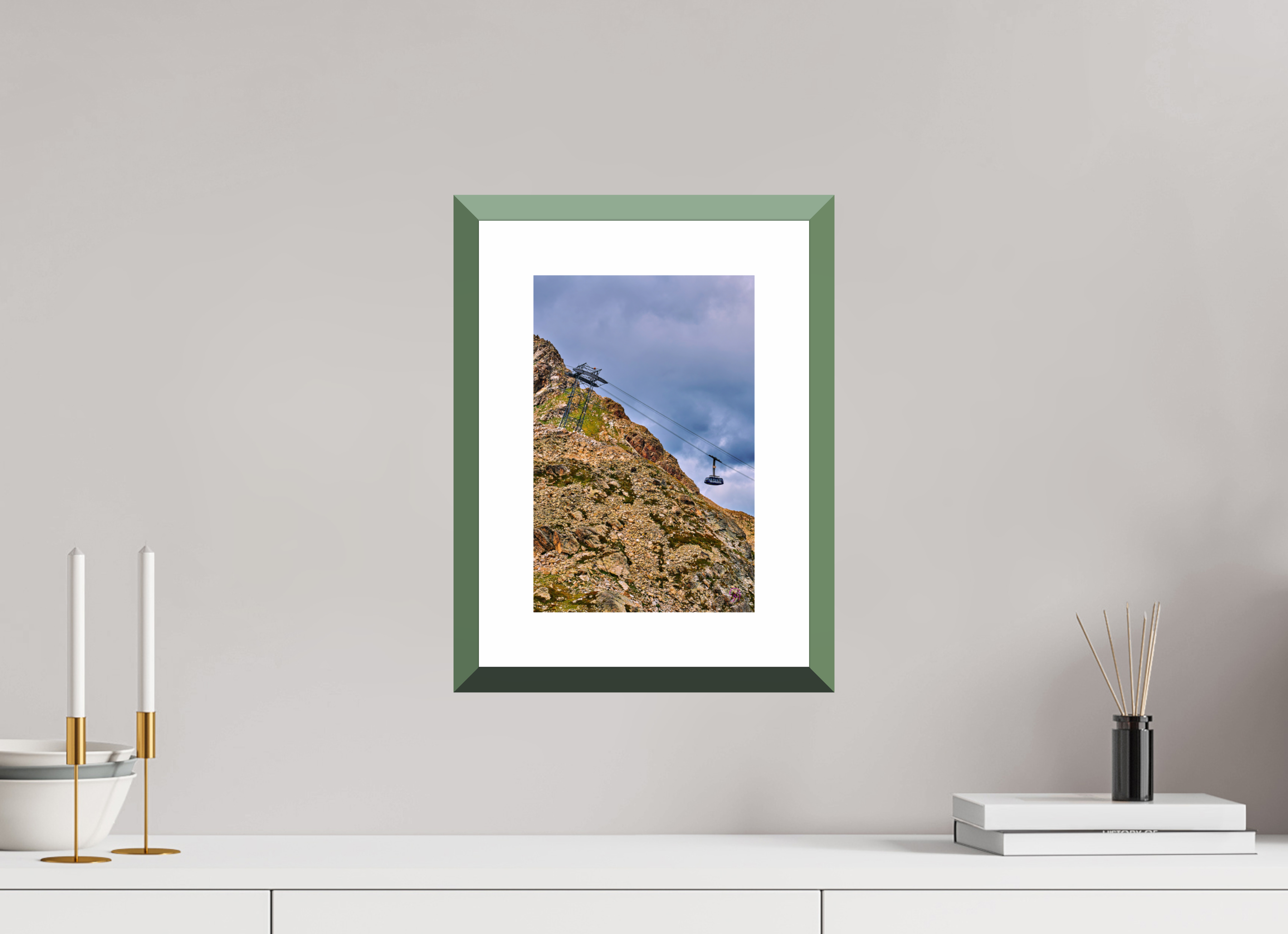 20 x 30 cm, Alu dibond, Rahmen grün, 5cm weissrand Diavolezza 9