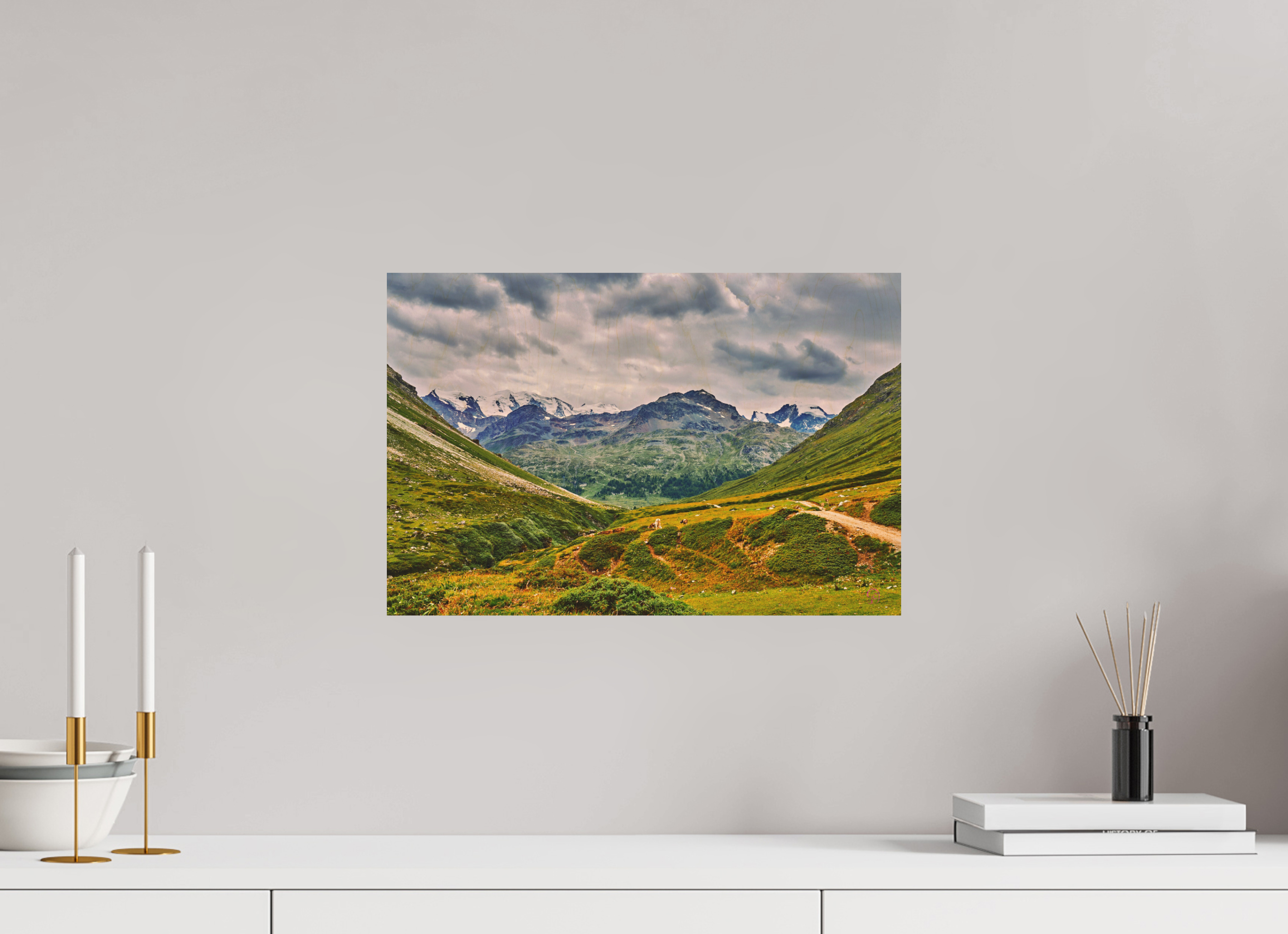 45 x 30 cm, Druck auf Holz Diavolezza 2
