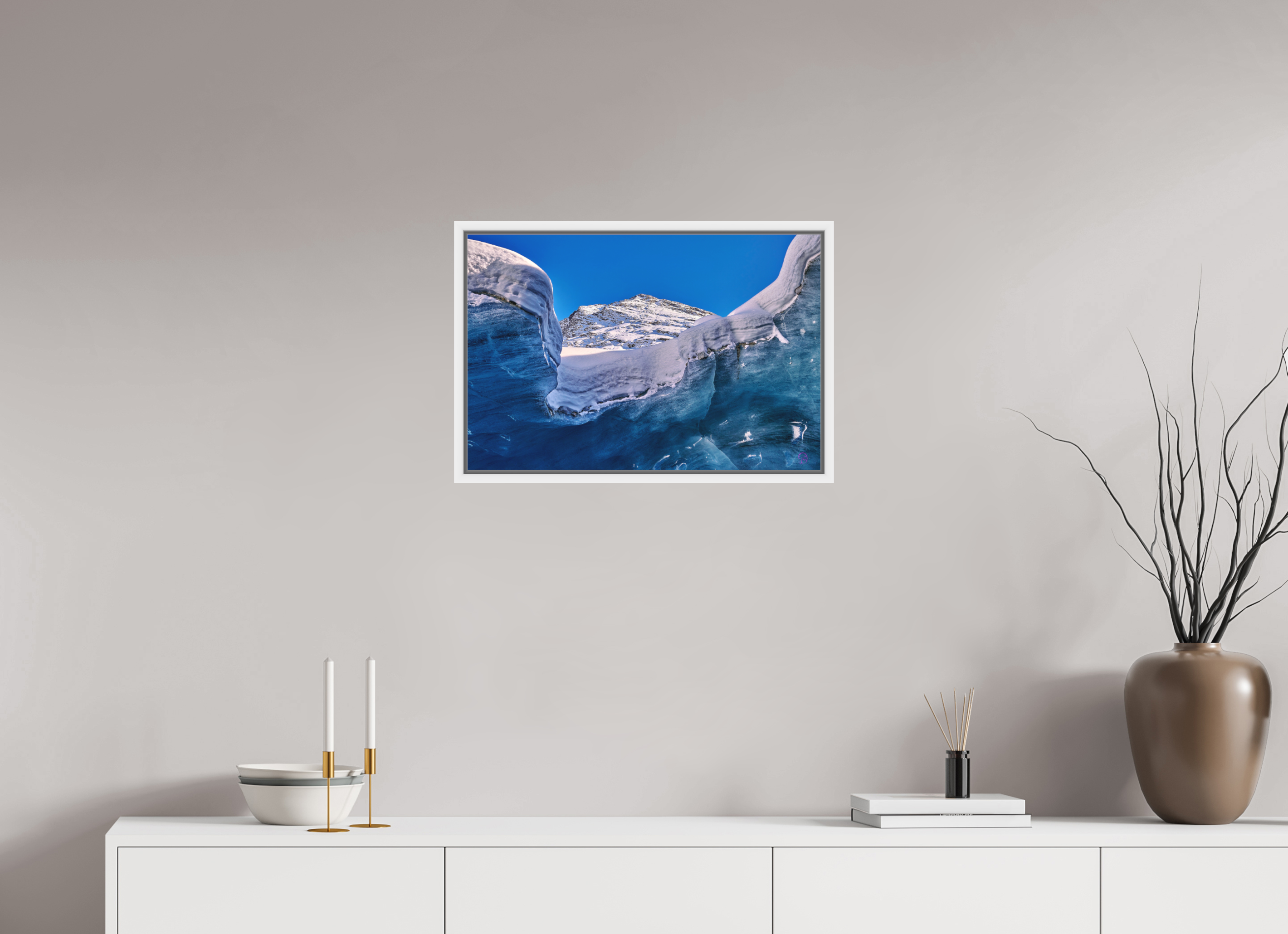 60 x 40 cm, Pigmentdruck,Acryl,Schattenrahmen weiss Morteratsch 11