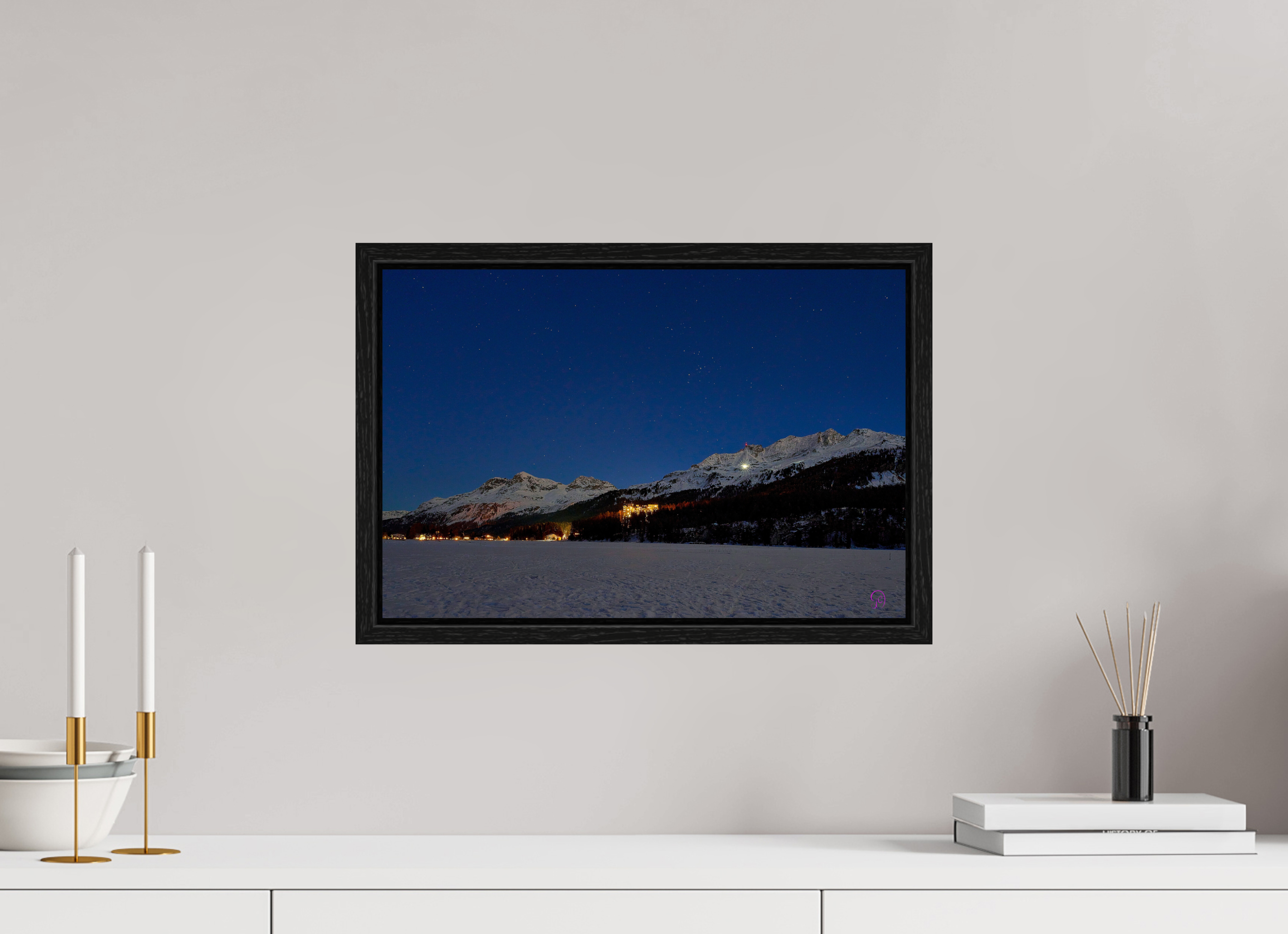 45 x 30 cm, Floating frame Eiche schwarz Sils 19