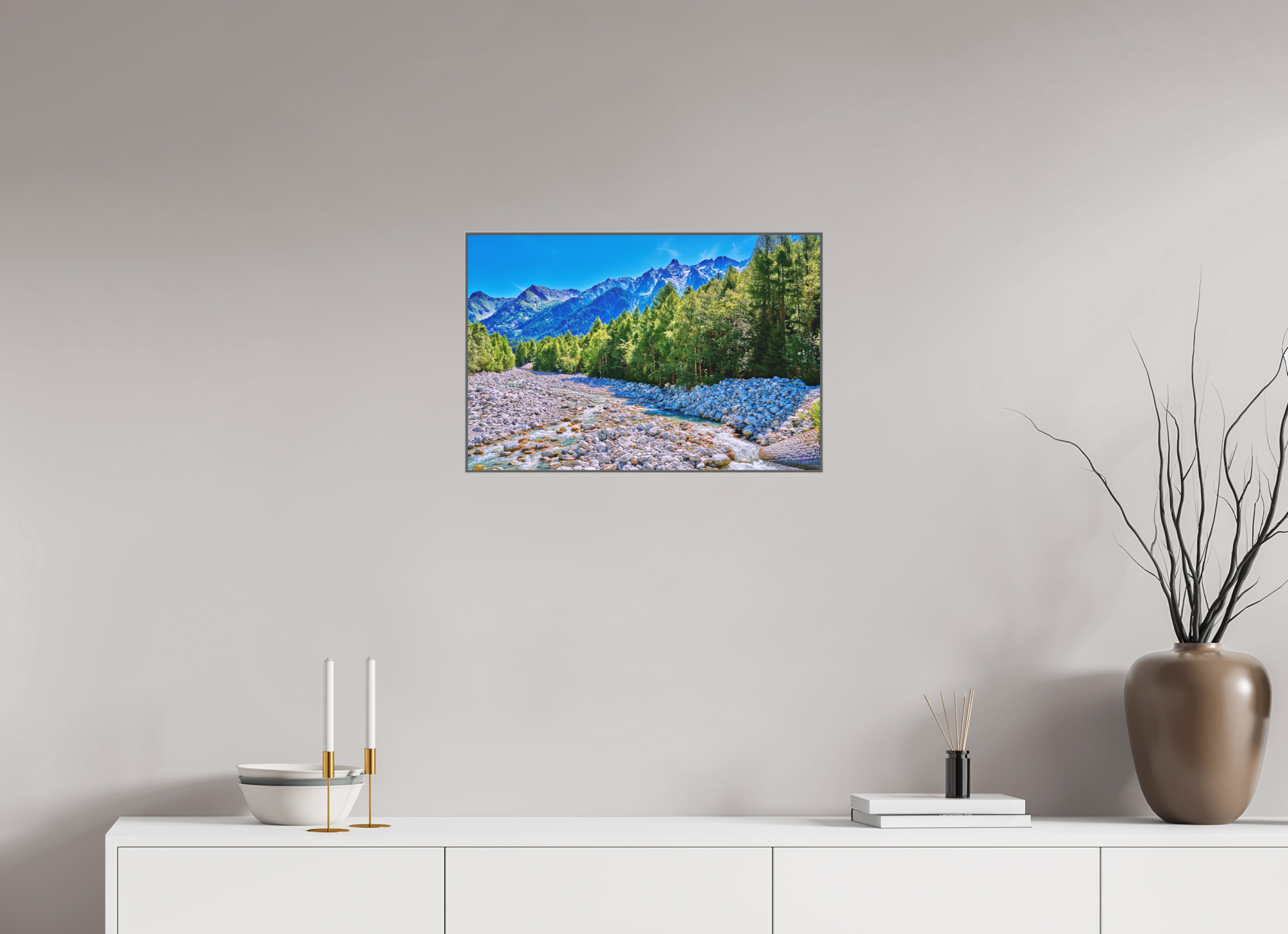 60 x 40 cm, Fine Art Box aquarell Papier,alu rahmen Val Bregaglia 1