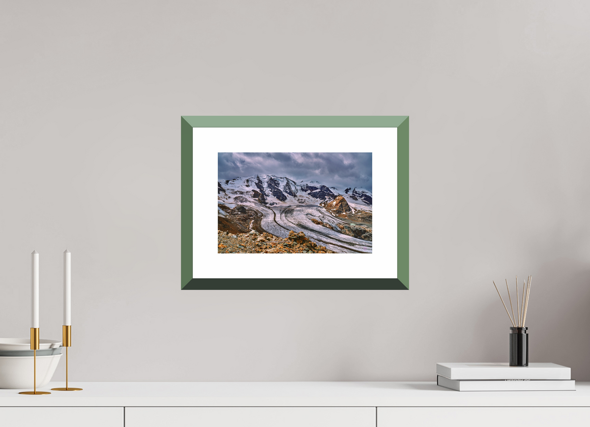 30 x 20 cm, Alu dibond, Rahmen grün, 5cm weissrand Diavolezza 4