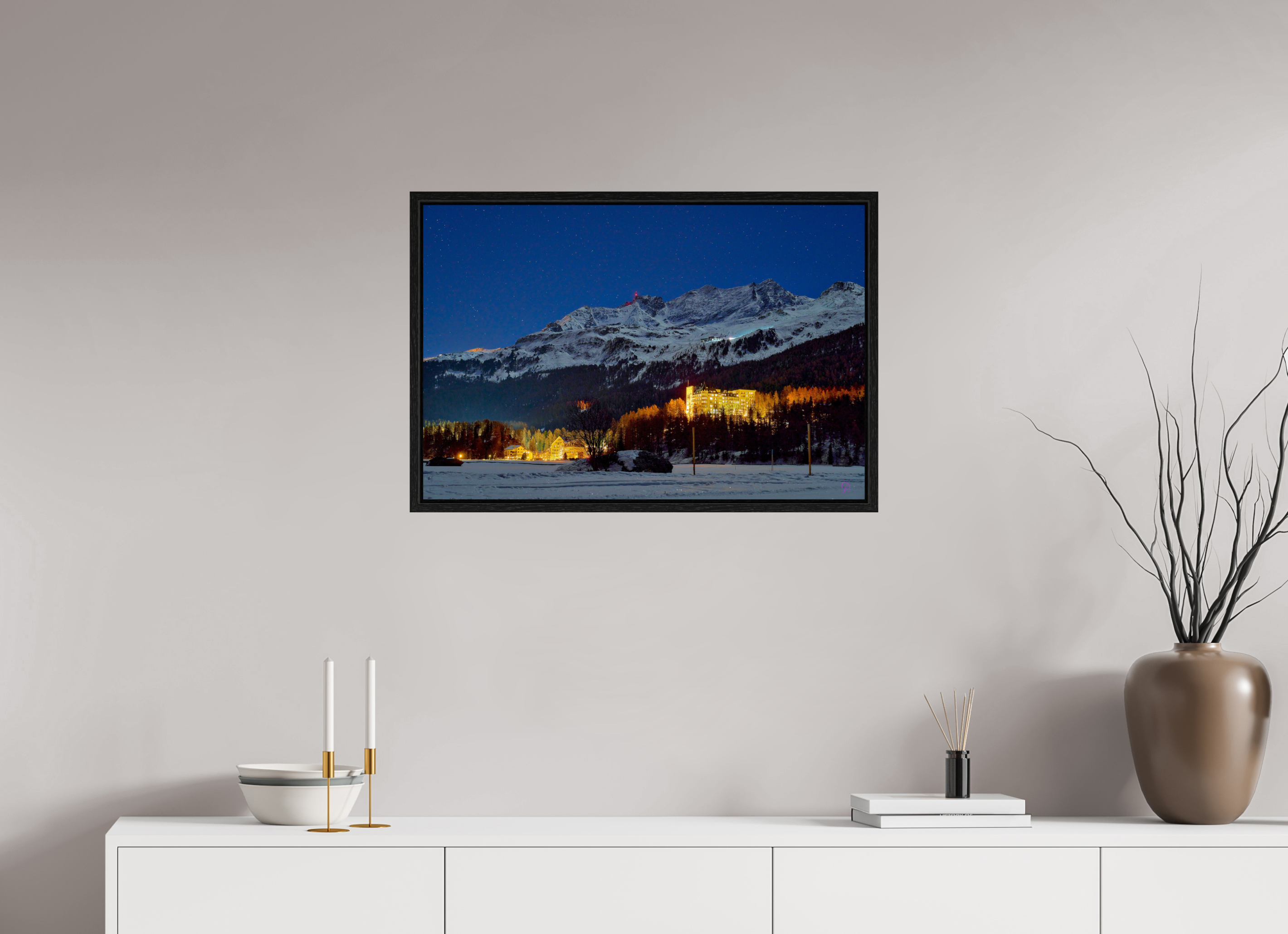 75 x 50 cm, Floating frame Eiche schwarz Sils 22