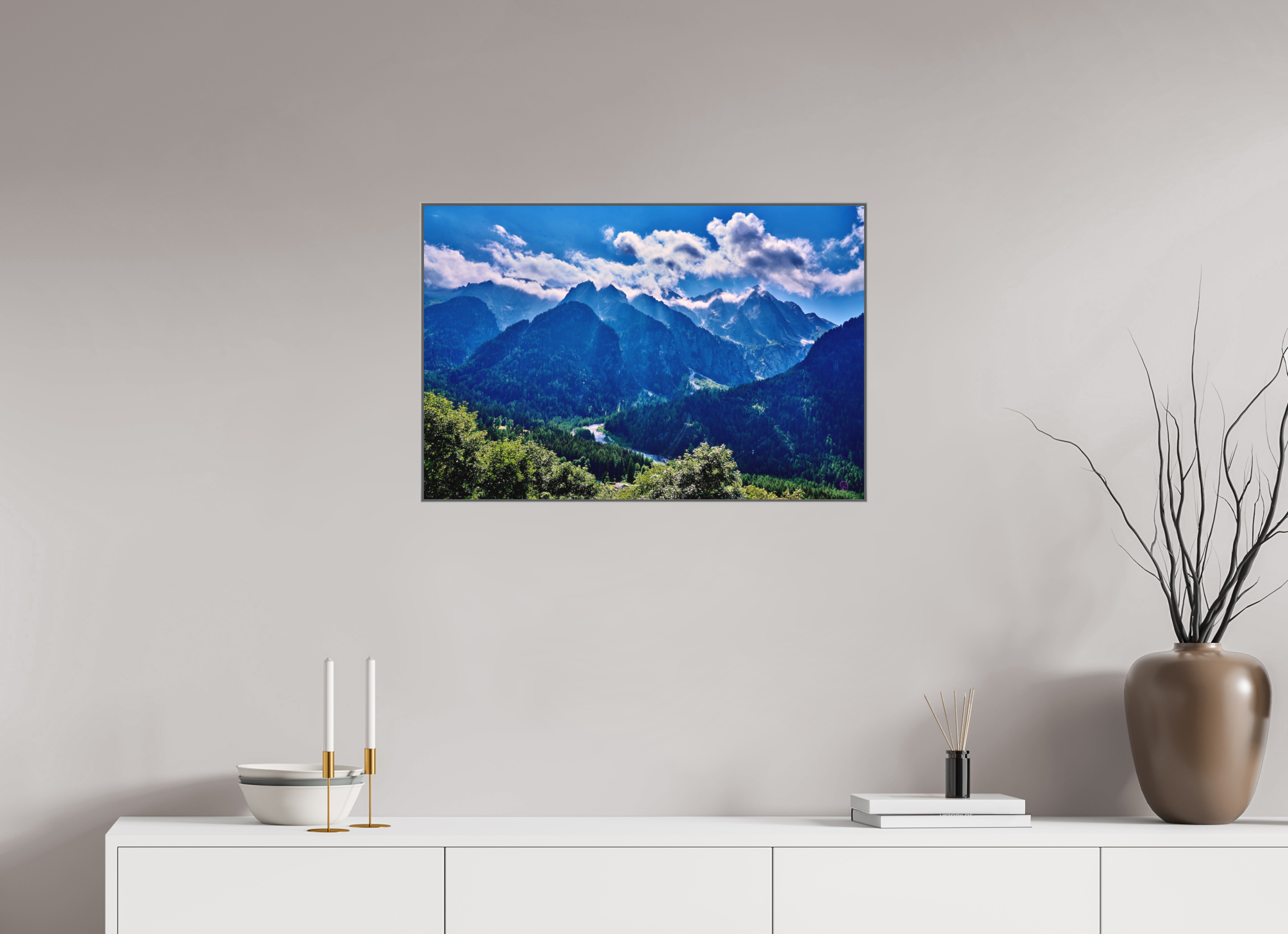 75 x 50 cm, Fine Art Box aquarell Papier,alu rahmen Val Bregaglia 2