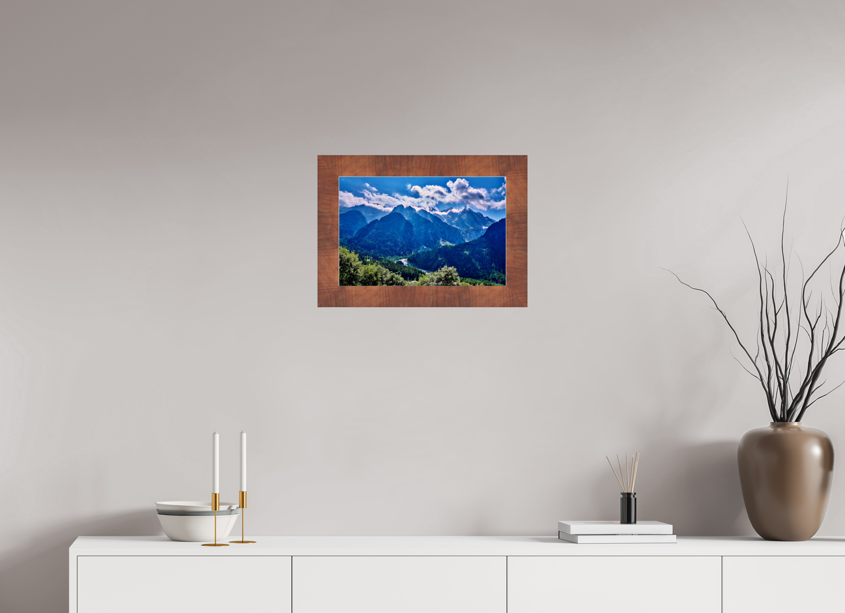 45 x 30 cm, Acryl,Holzrahmen braun Val Bregaglia 2