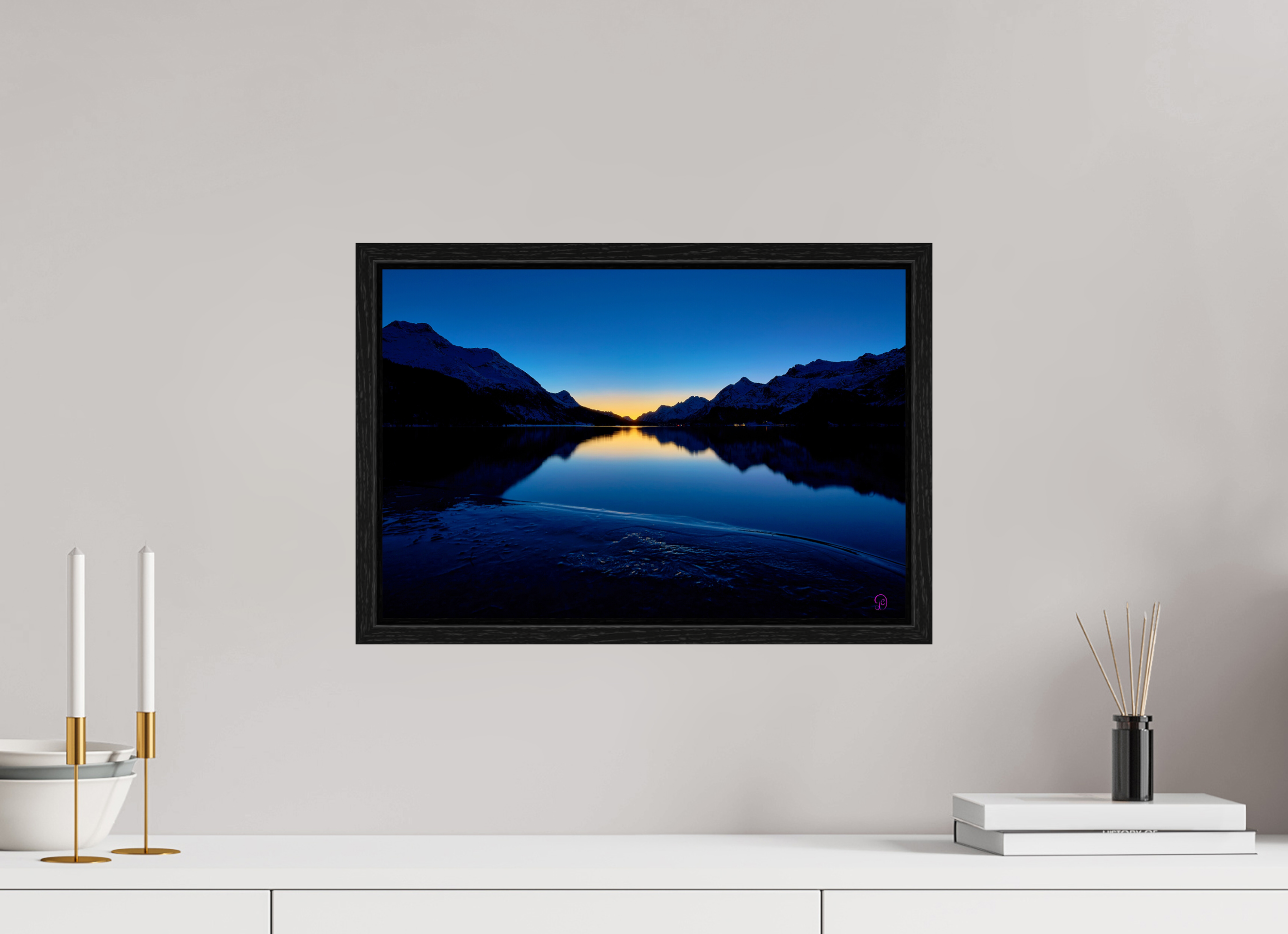 45 x 30 cm, Floating frame Eiche schwarz Sils 15