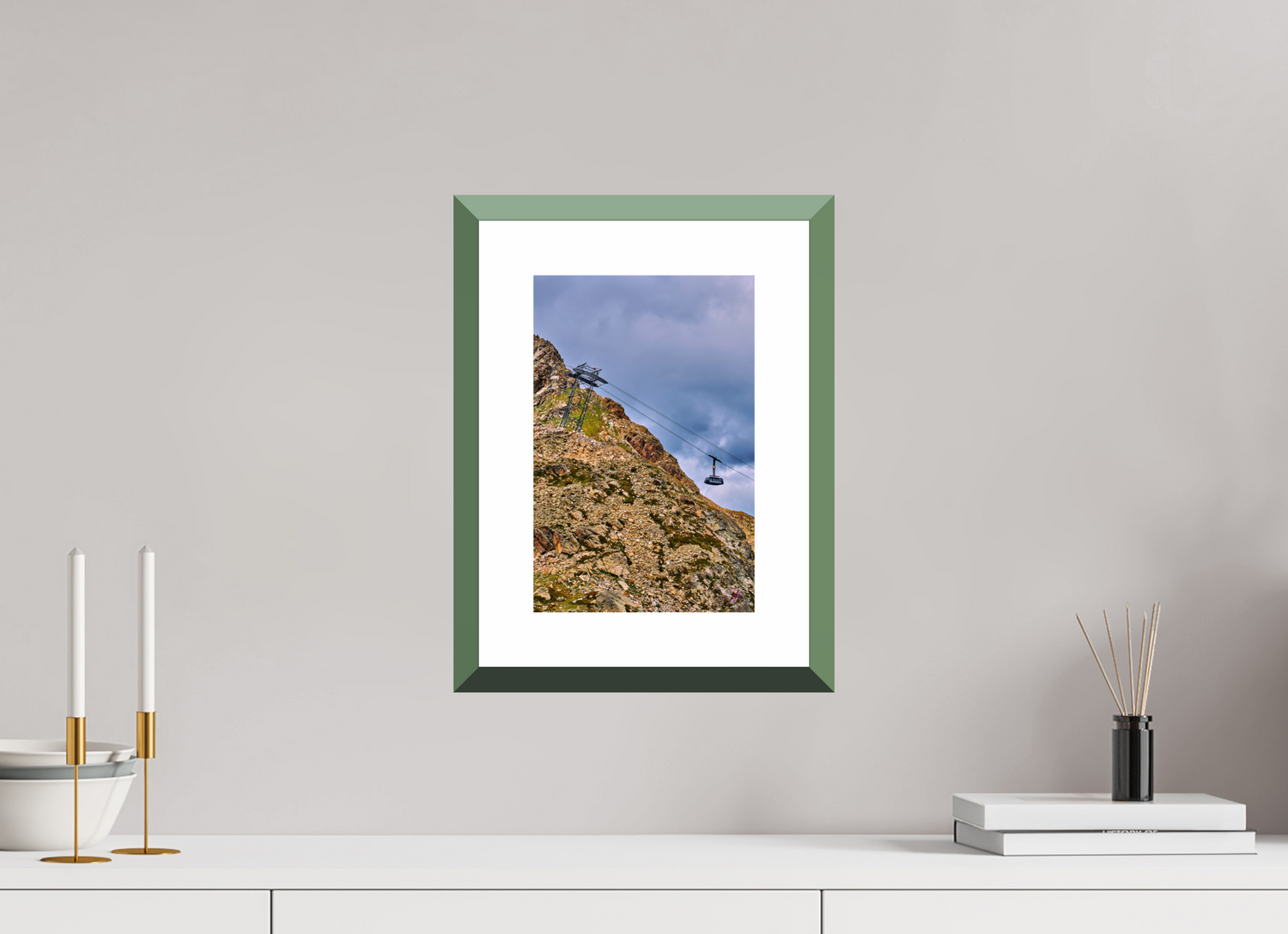 20 x 30 cm, Alu dibond, Rahmen grün, 5cm weissrand Diavolezza 9
