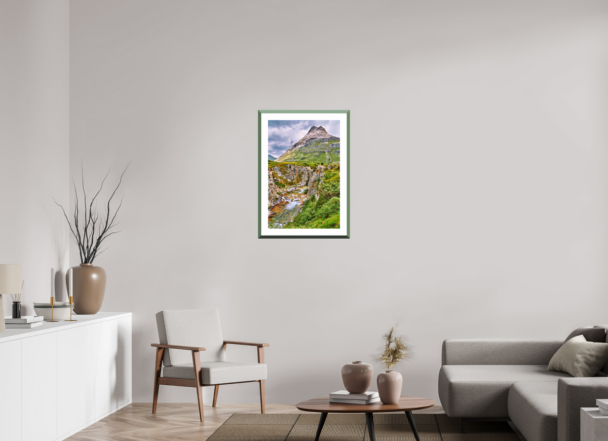 50 x 75 cm, Alu dibond, Rahmen grün, 5cm weissrand Diavolezza 10