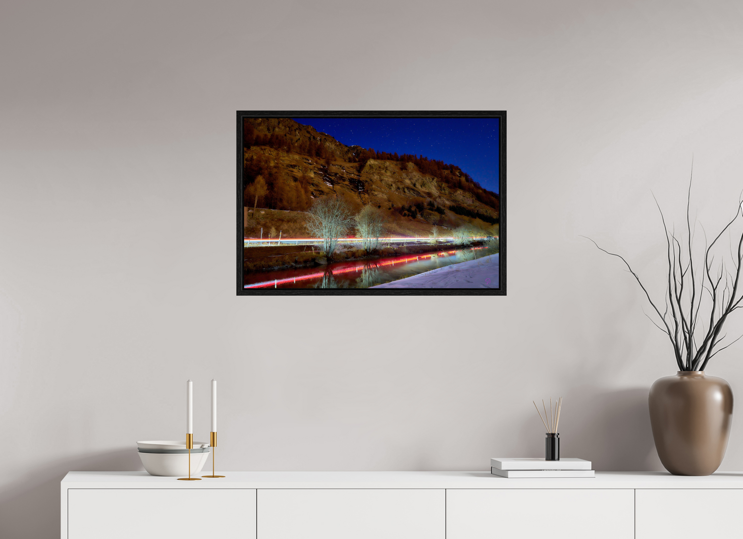 75 x 50 cm, Floating frame Eiche schwarz Sils 24