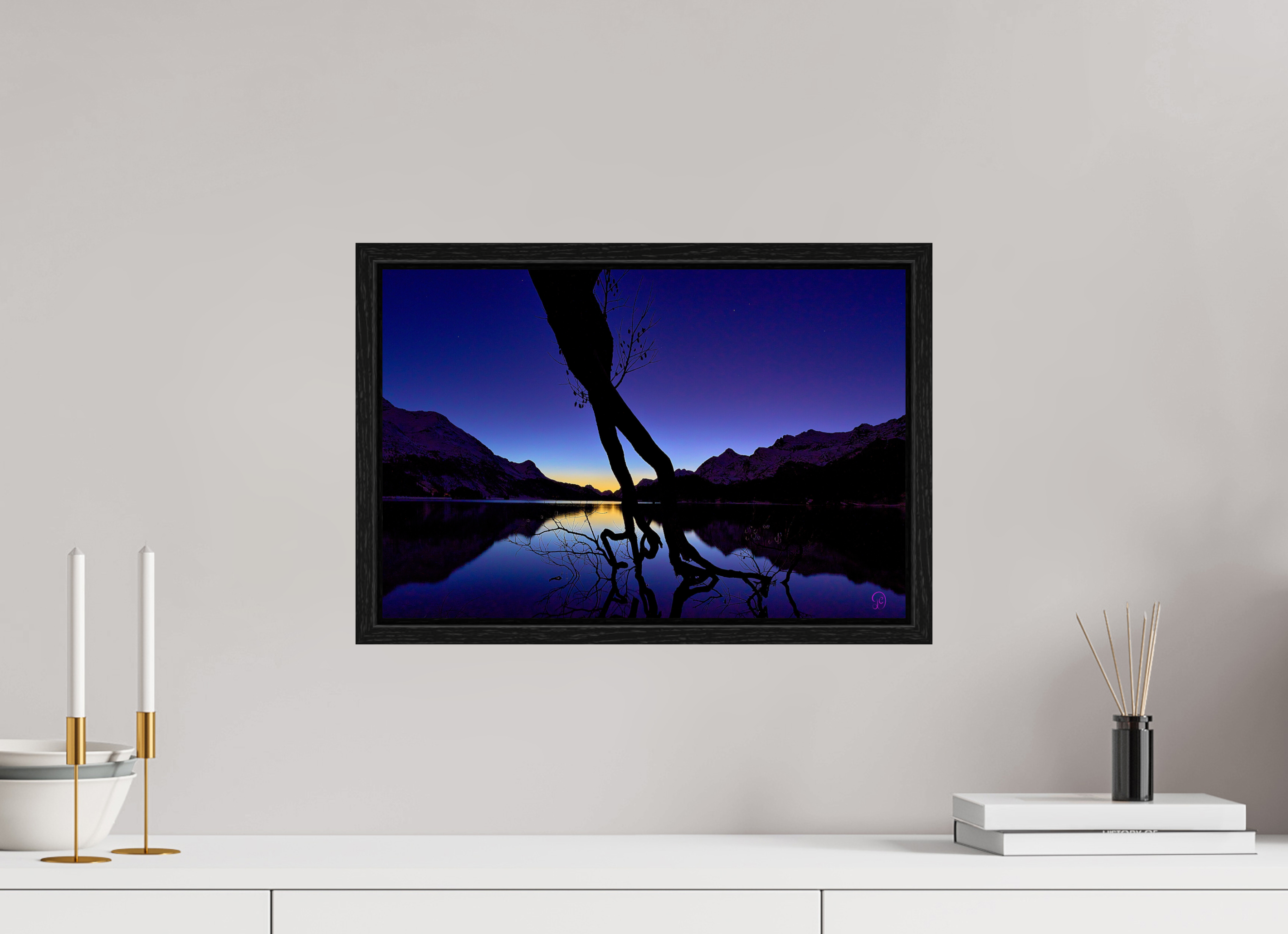 45 x 30 cm, Floating frame Eiche schwarz Sils 17
