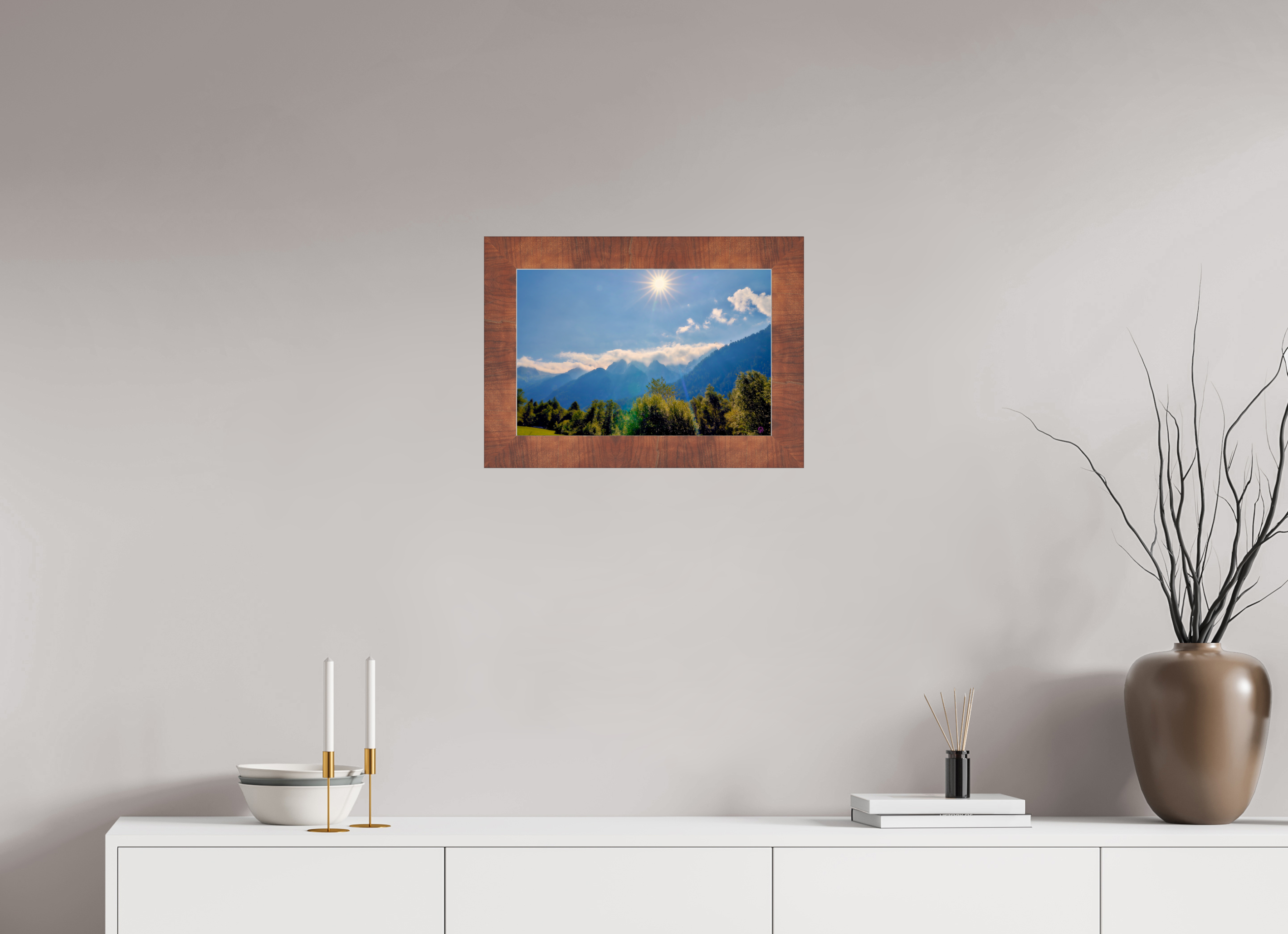 45 x 30 cm, Acryl,Holzrahmen braun Val Bregaglia 3