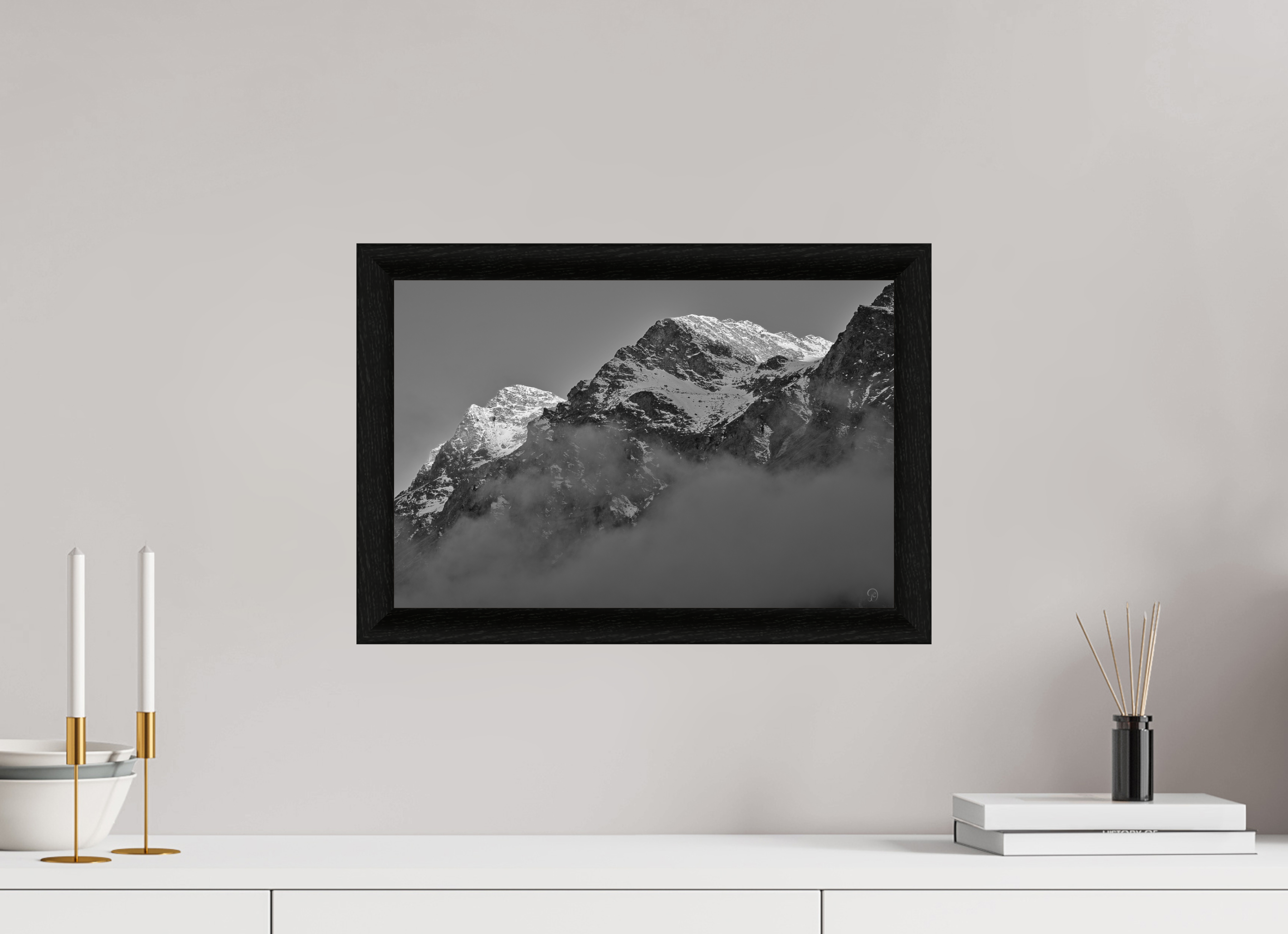 45 x 30 cm, BW Ebenholzrahmen schwarz Sils 25