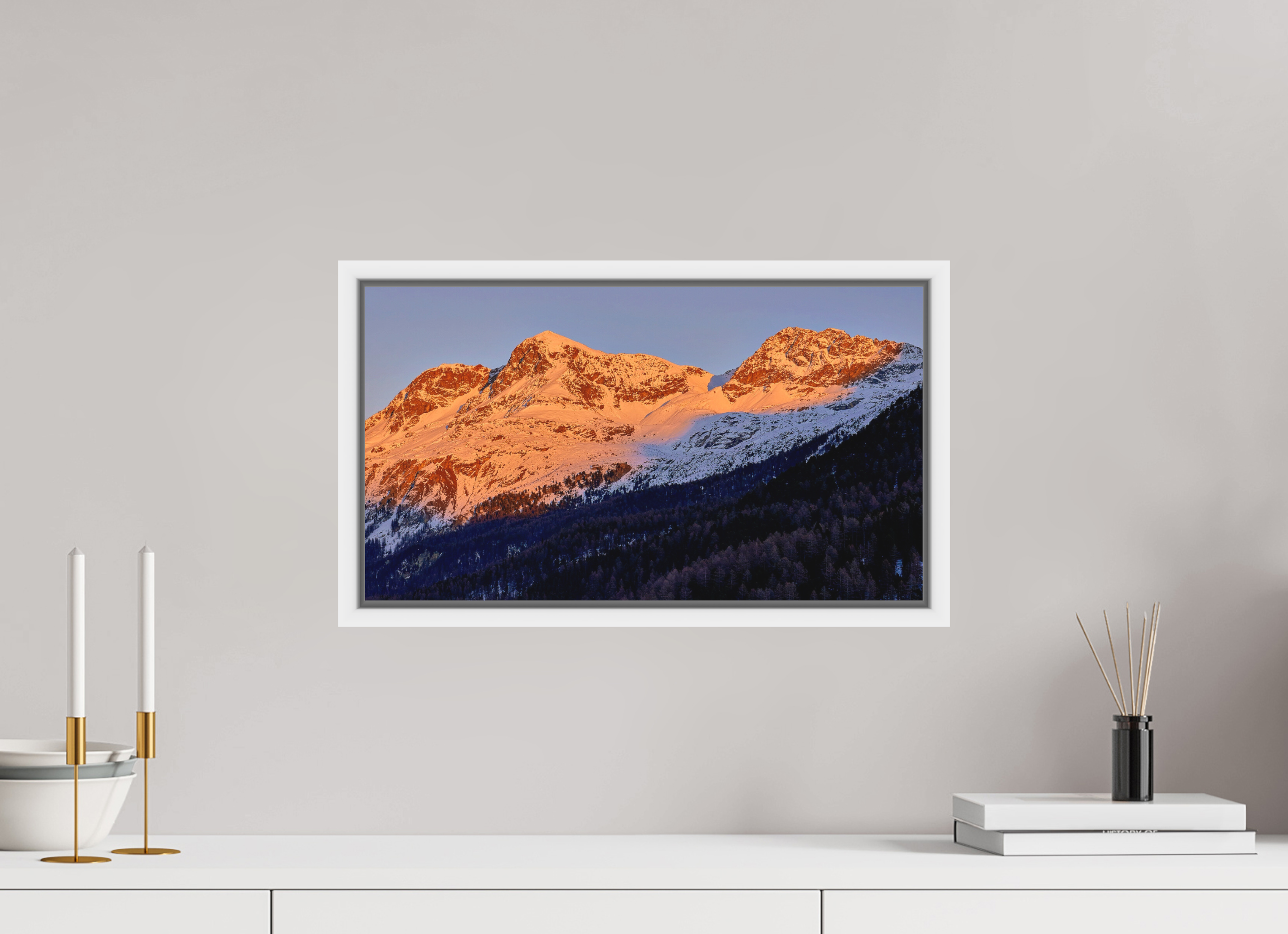 48 x 27 cm, Pigmentdruck,Acryl,Schattenrahmen weiss Sils 11