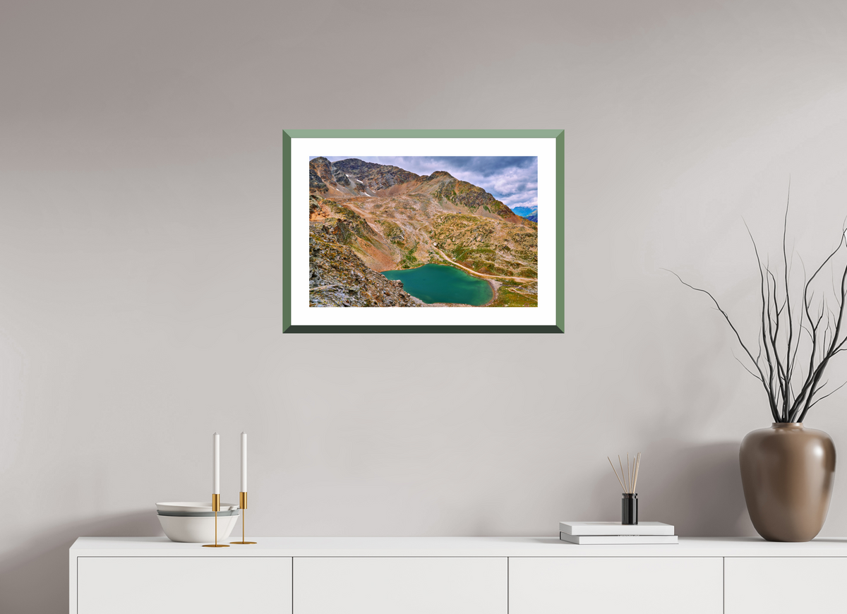 60 x 40 cm, Alu dibond, Rahmen grün, 5cm weissrand Diavolezza 8