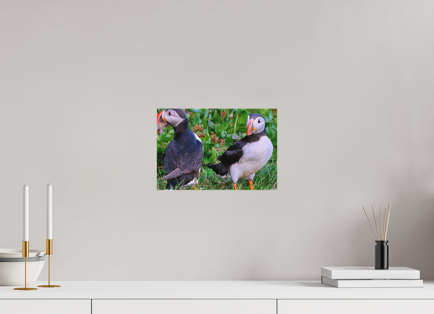 30 x 20 cm, Leinwand Textil Puffins 1