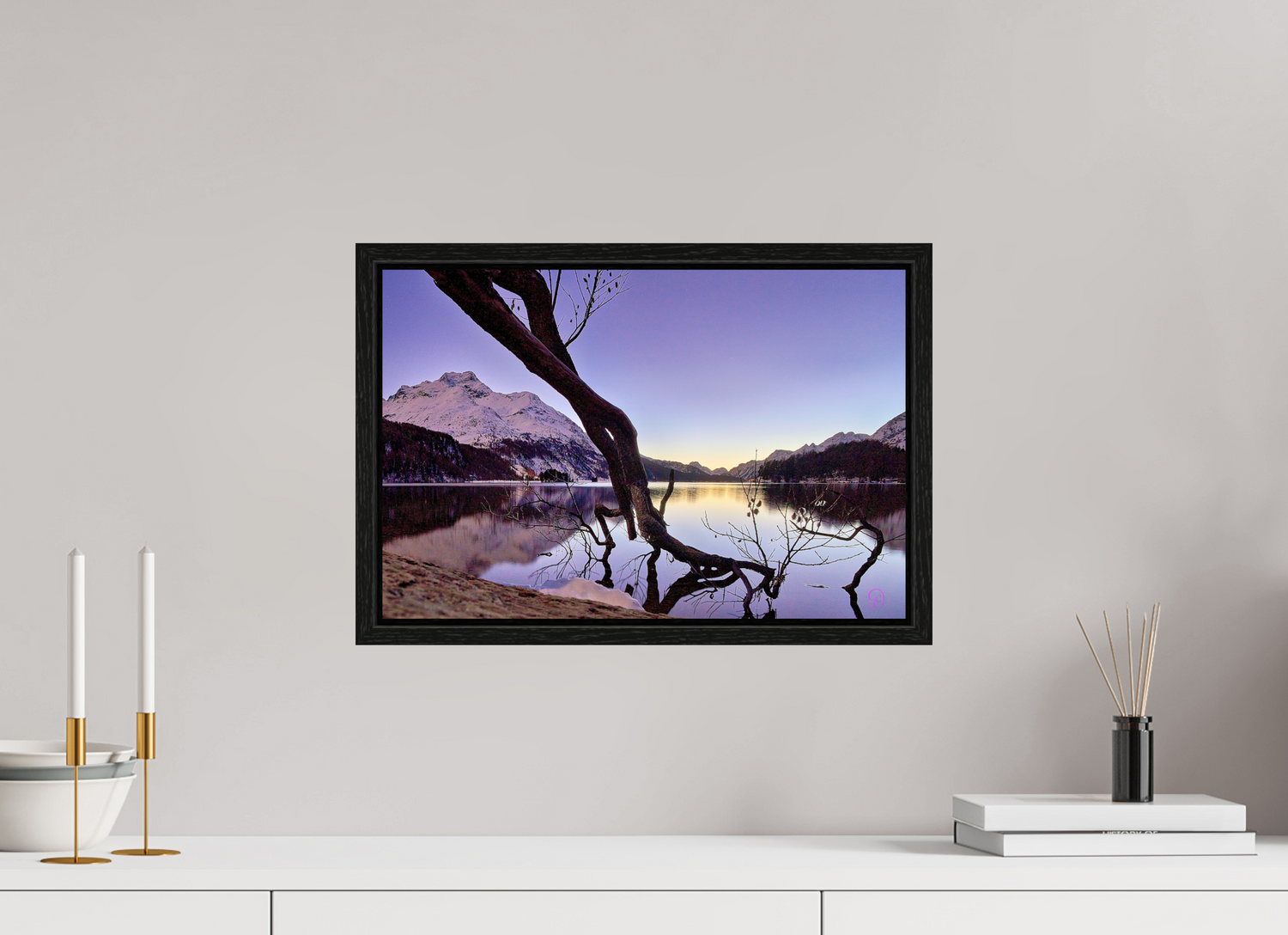 45 x 30 cm, Floating frame Eiche schwarz Sils 18