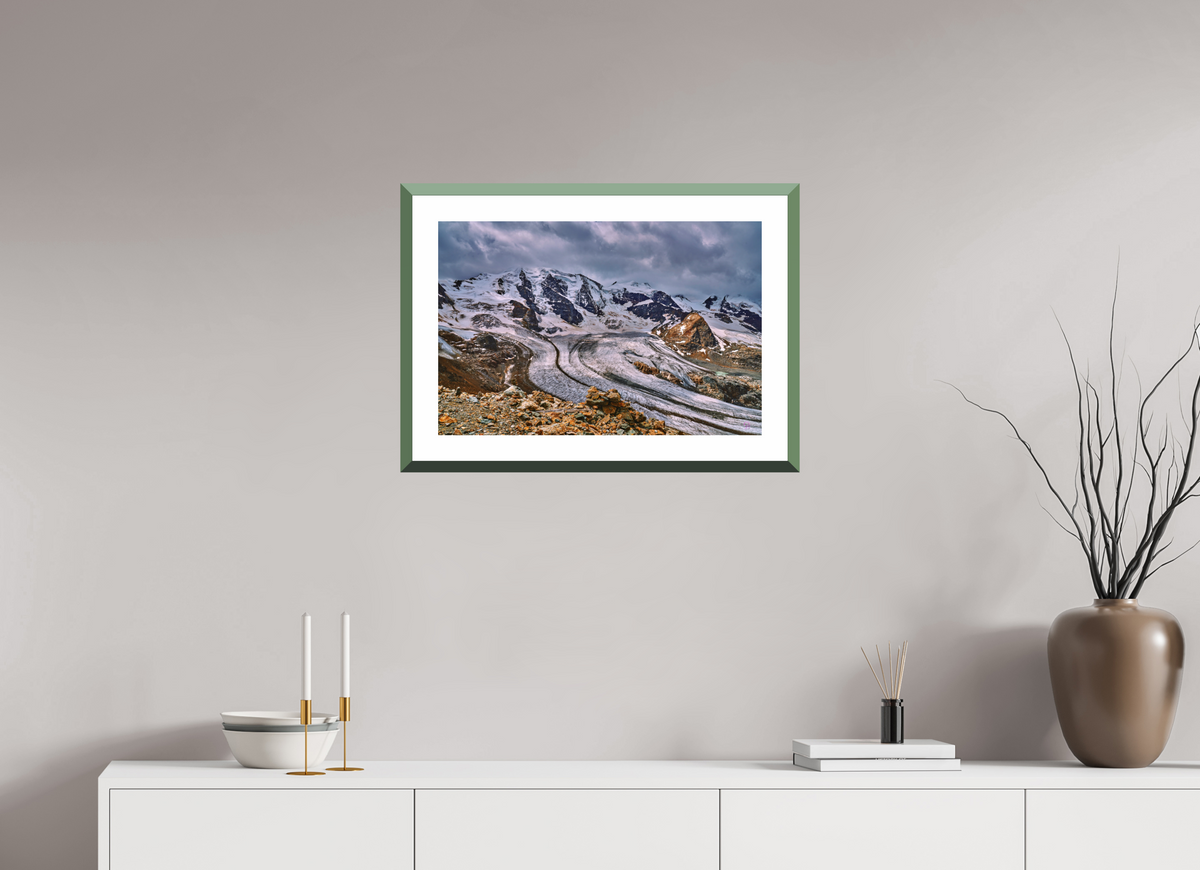 60 x 40 cm, Alu dibond, Rahmen grün, 5cm weissrand Diavolezza 4