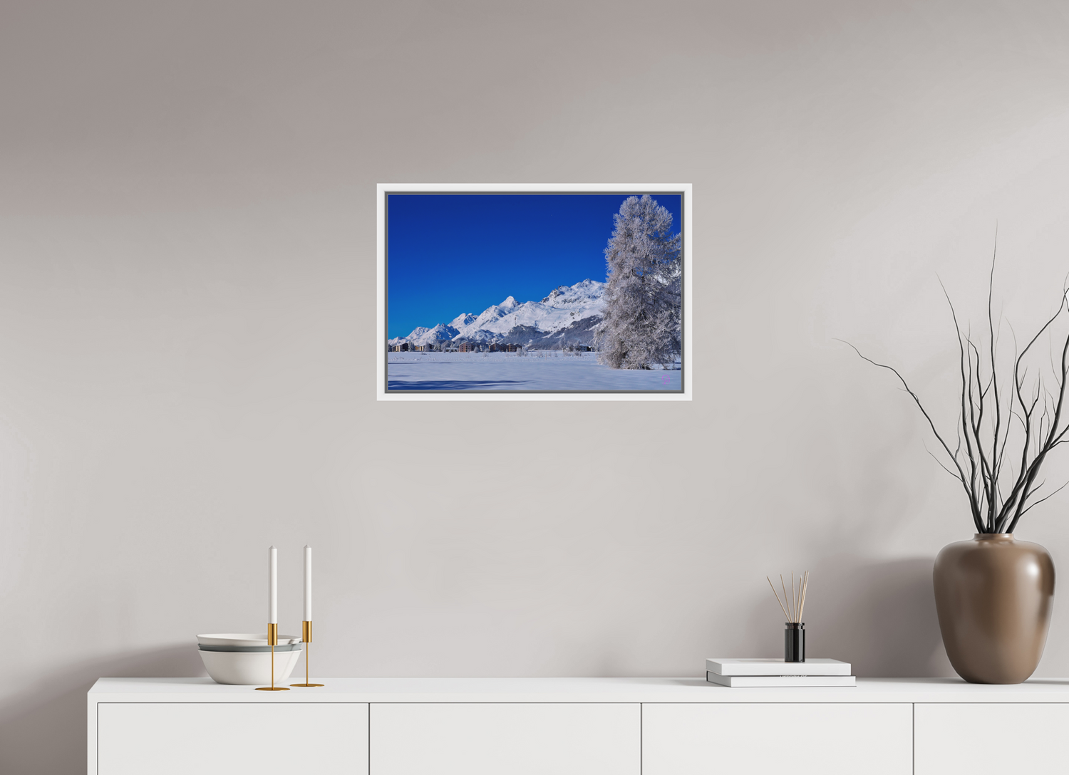 60 x 40 cm, Pigmentdruck,Acryl,Schattenrahmen weiss Sils 31
