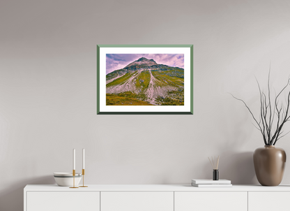60 x 40 cm, Alu dibond, Rahmen grün, 5cm weissrand Diavolezza 1
