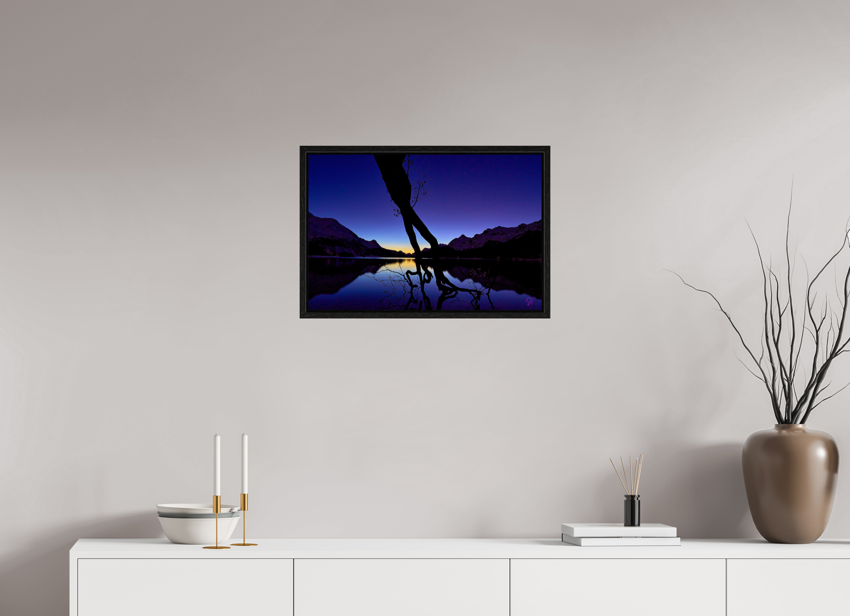 60 x 40 cm, Floating frame Eiche schwarz Sils 17