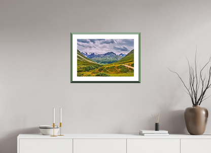60 x 40 cm, Alu dibond, Rahmen grün, 5cm weissrand Diavolezza 2