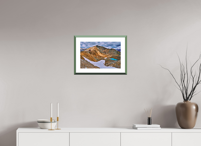45 x 30 cm, Alu dibond, Rahmen grün, 5cm weissrand Diavolezza 5