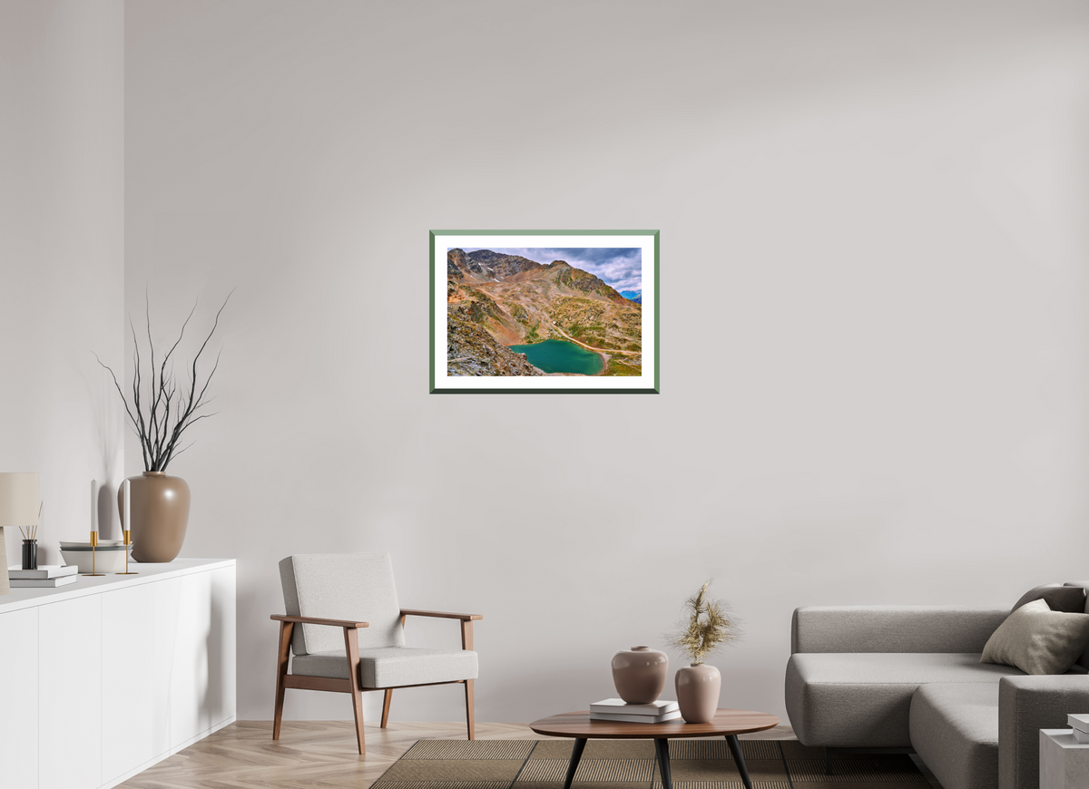 75 x 50 cm, Alu dibond, Rahmen grün, 5cm weissrand Diavolezza 8