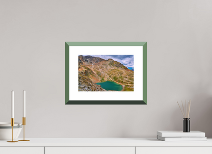 30 x 20 cm, Alu dibond, Rahmen grün, 5cm weissrand Diavolezza 8