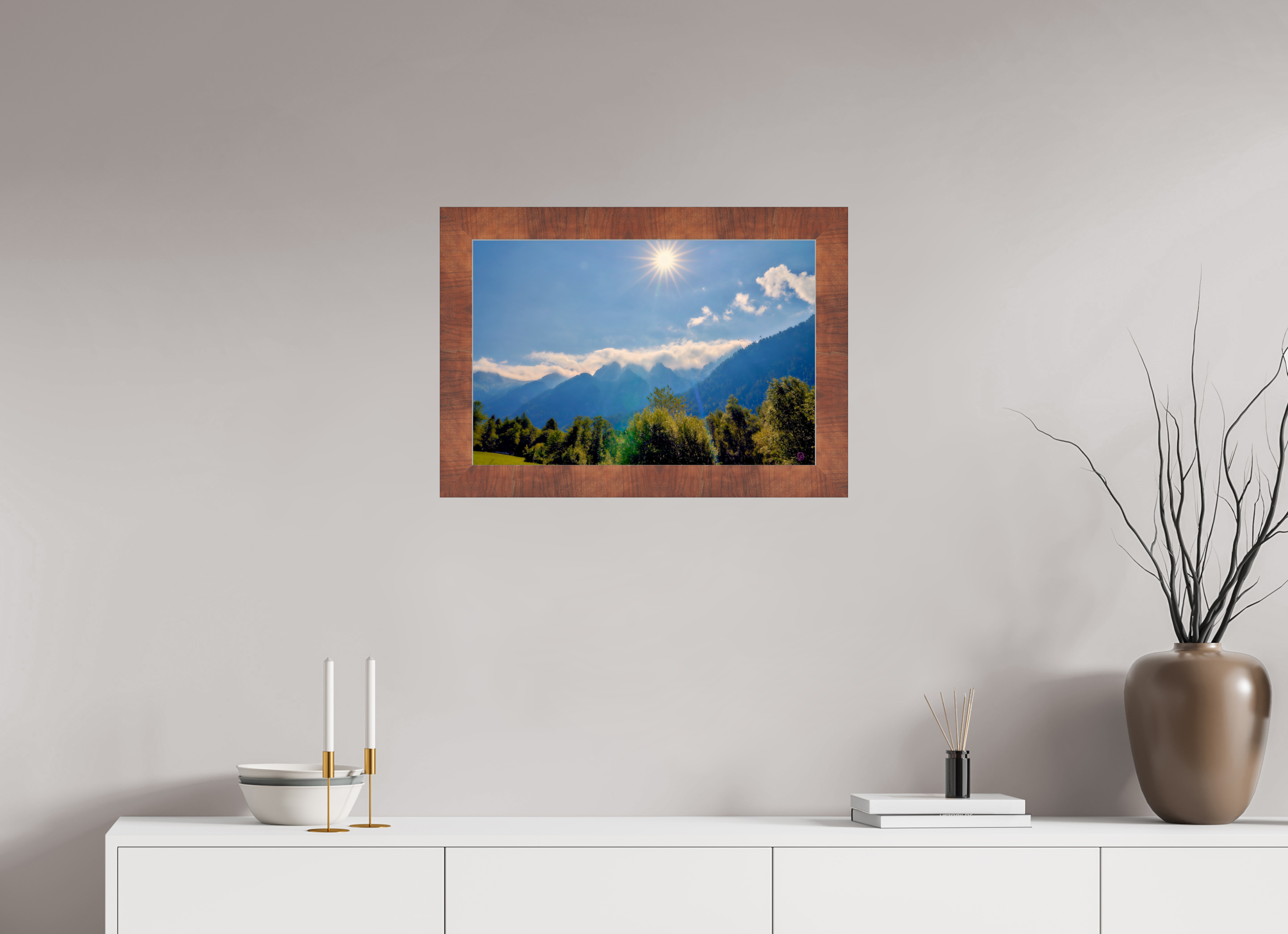 60 x 40 cm, Acryl,Holzrahmen braun Val Bregaglia 3