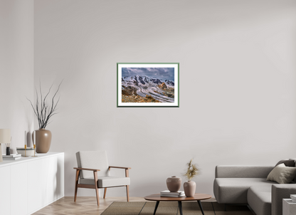 75 x 50 cm, Alu dibond, Rahmen grün, 5cm weissrand Diavolezza 4