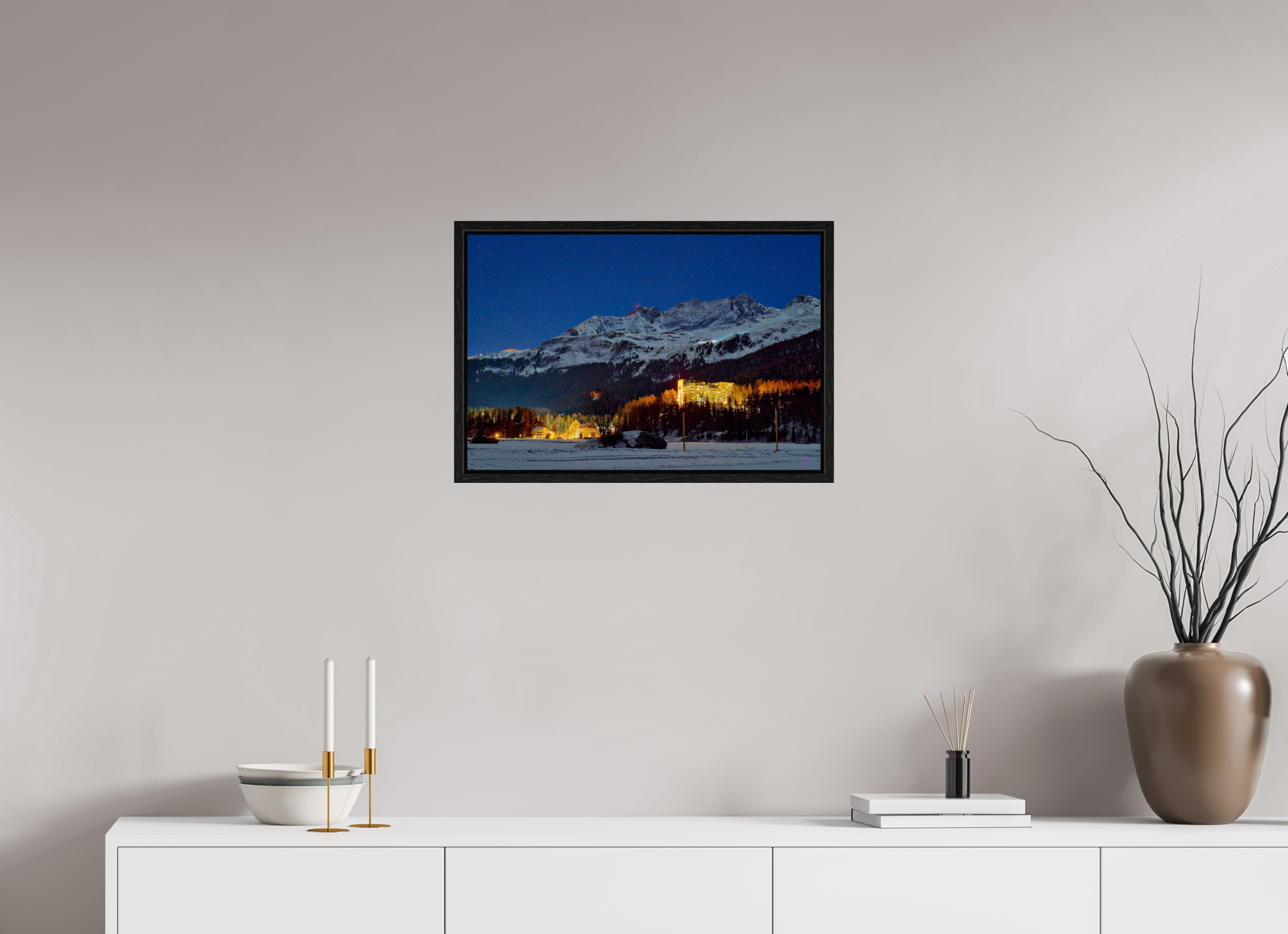 60 x 40 cm, Floating frame Eiche schwarz Sils 22