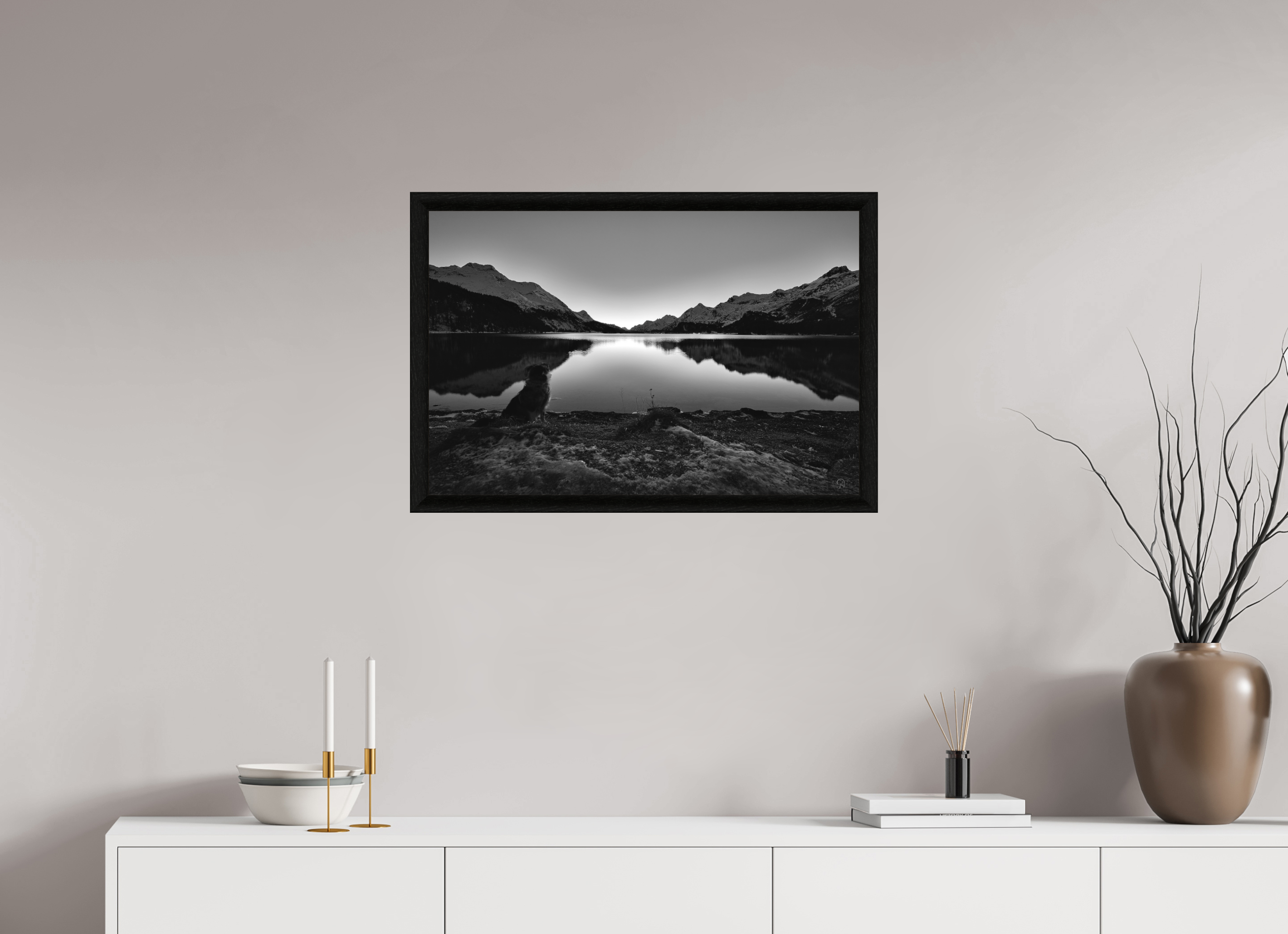 75 x 50 cm, BW Ebenholzrahmen schwarz Sils 16