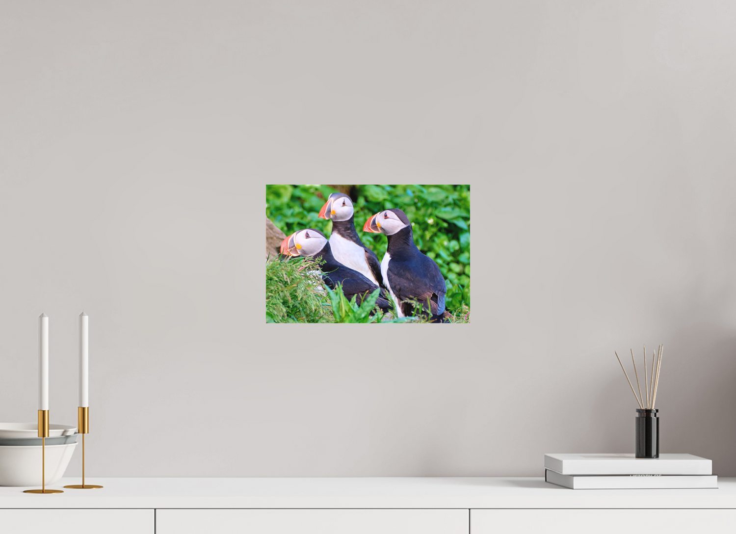 30 x 20 cm, Leinwand Textil Puffins 3