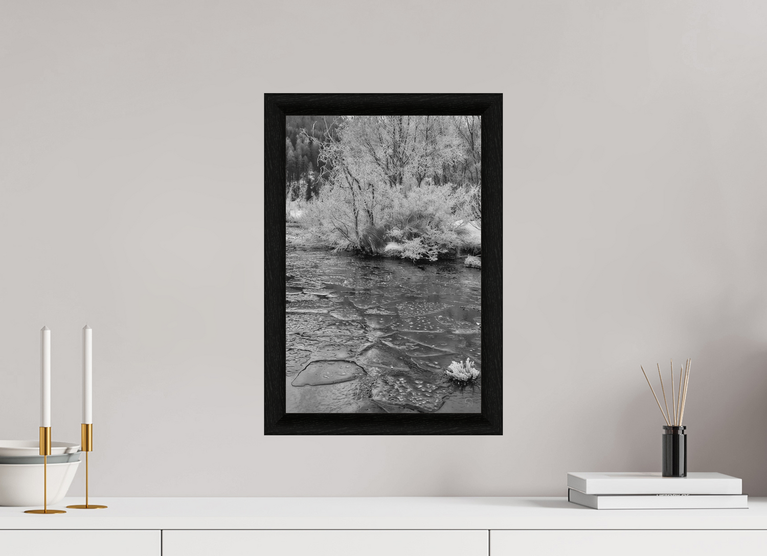 30 x 45 cm, BW Ebenholzrahmen schwarz Sils 1