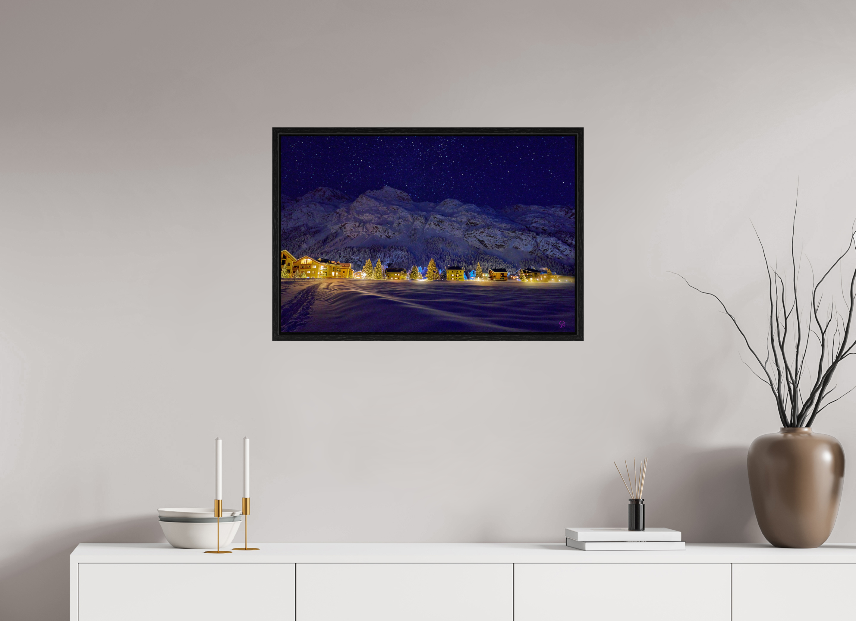 75 x 50 cm, Floating frame Eiche schwarz Sils 27