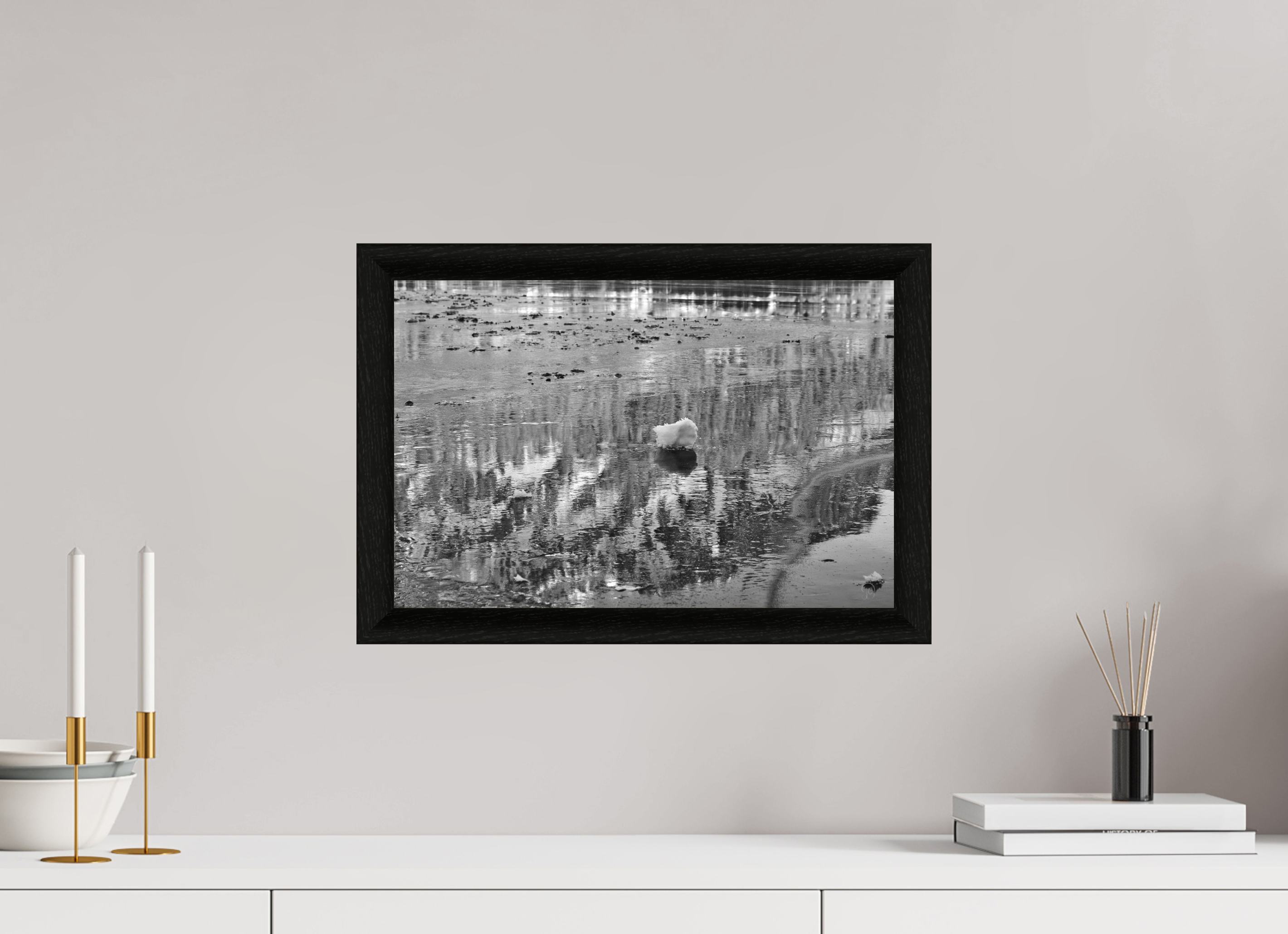 45 x 30 cm, BW Ebenholzrahmen schwarz Sils 5