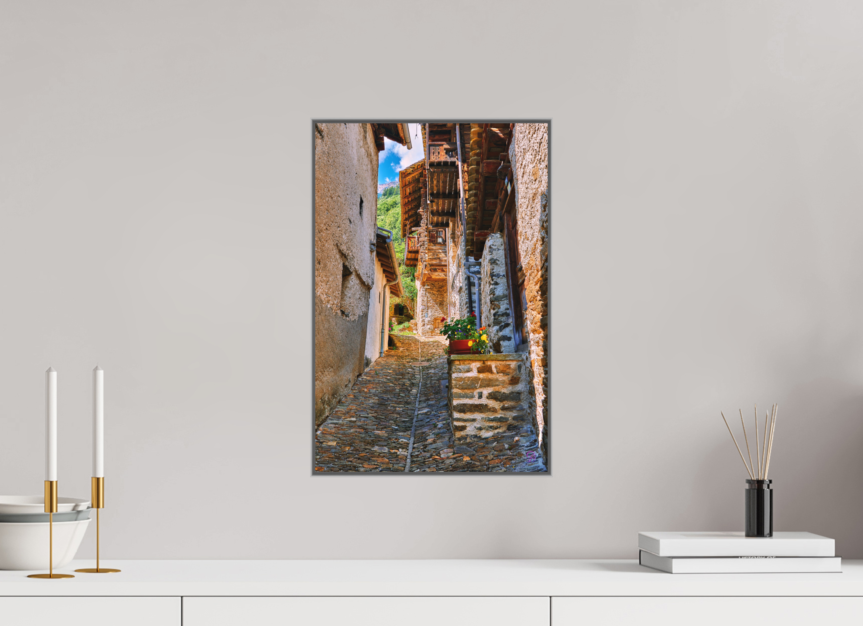 30 x 45 cm, Fine Art Box aquarell Papier,alu rahmen Val Bregaglia 6